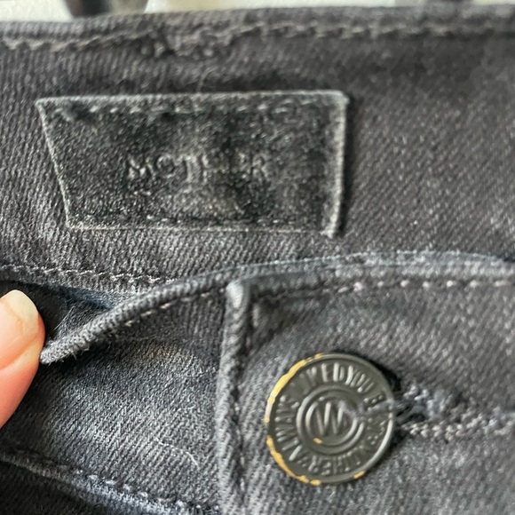 Mother, 24, The Hustler ankle fray women black denim designer raw hem flare jean - Picture 2 of 11